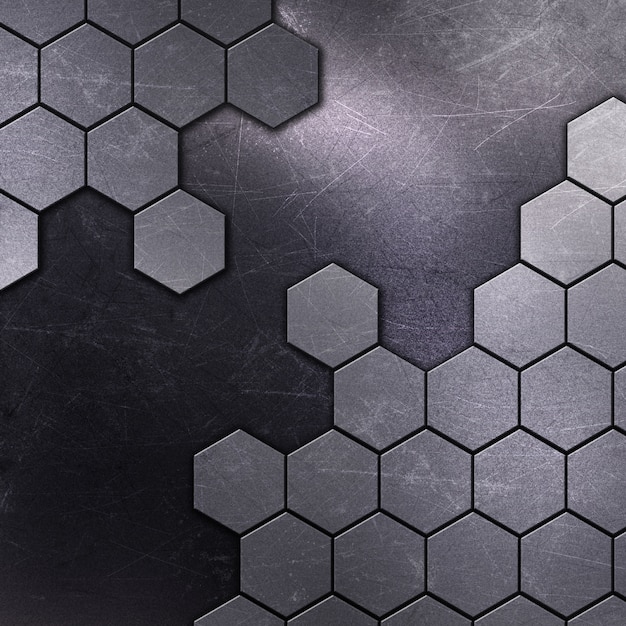 Free photo metallic texture with hexagons