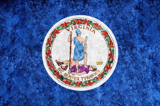 Metallic Virginia state flag, Virginia flag background Metallic texture