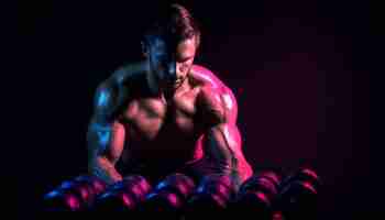 Free photo methodical weight training builds muscular healthy men generated by ai