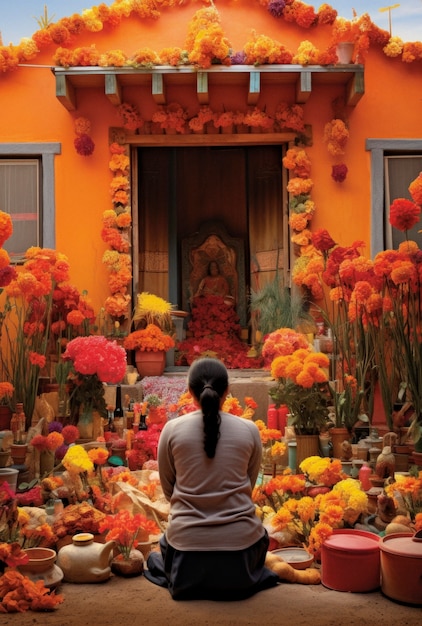 Mexican dia de muertos altar