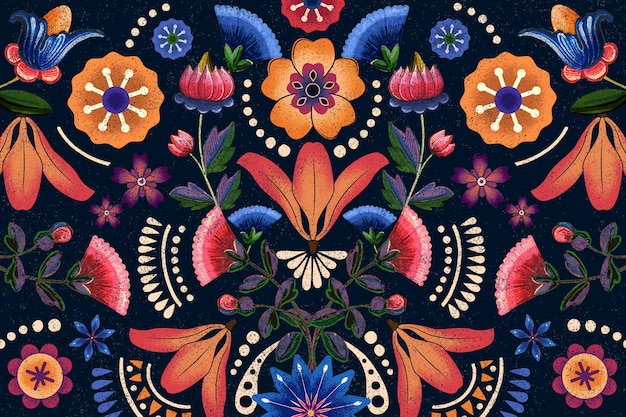 Mexican ethnic flower pattern illustration