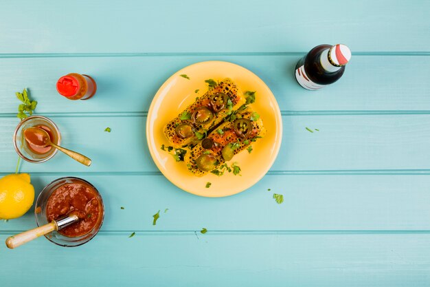 Mexican food concept with fried maize on plate