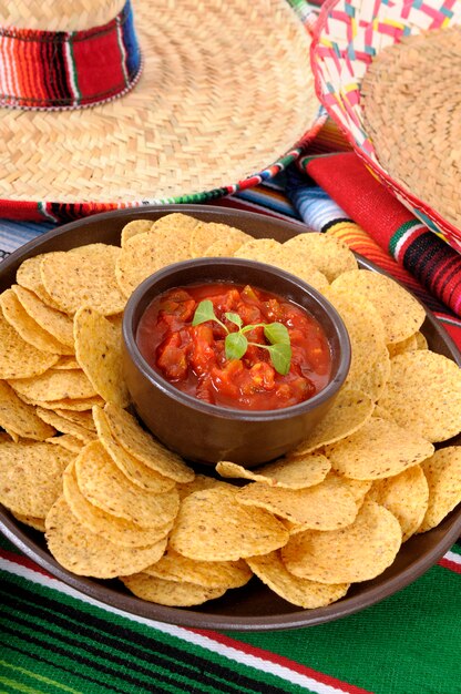 Mexican food with sombreros 