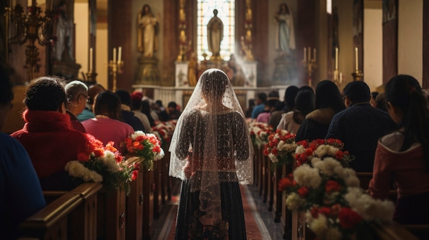 Free photo mexican people attending church