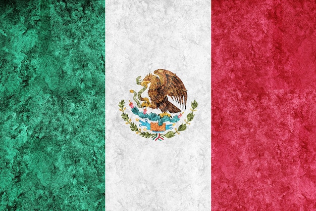 Free photo mexico metallic flag, textured flag, grunge flag