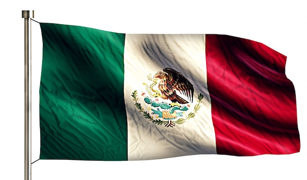 Мексиканский национальный флаг изолированный 3D белый фон