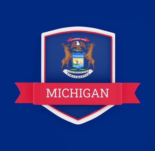 Free photo michigan flag with banner