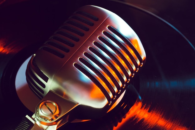 Microphone and segment of vinyl record