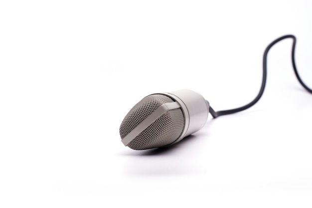 Microphone with a cable isolated on a white