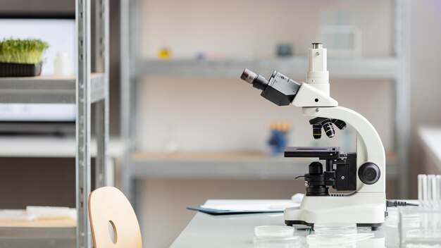 Microscope in the biotechnology laboratory