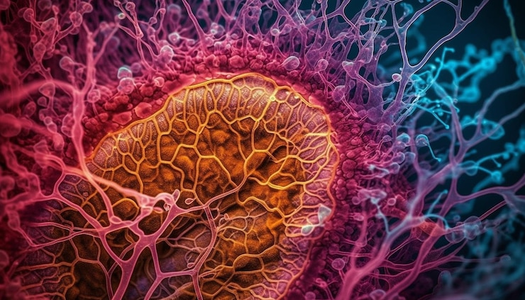 Free Photo microscopic biology reveals human cell cancerous tumor generated by ai