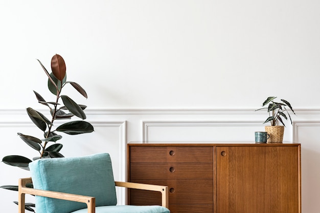 Free photo mid century modern reading nook in an apartment