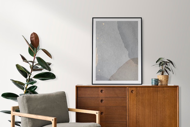 Mid century modern reading nook in an apartment