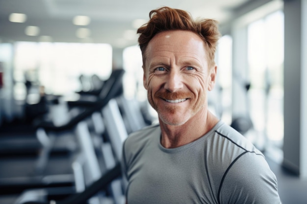 Free photo middle age adult man happy expression in a gym fitness teacher concept ai generated