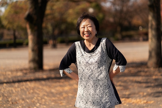 Middle age woman smiling and having a good time