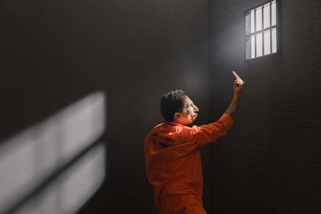 Middle aged man spending time in jail