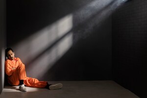 Foto gratuita uomo di mezza età che passa del tempo in prigione