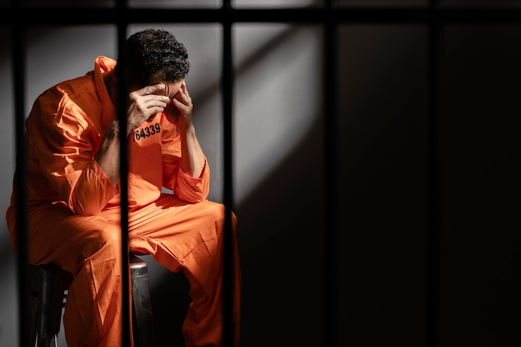 Free Photo middle aged man spending time in jail