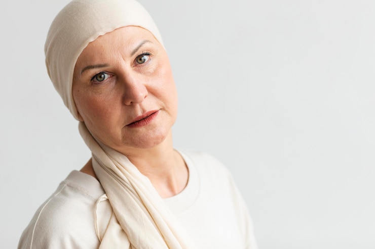 Free Photo middle aged woman with skin cancer