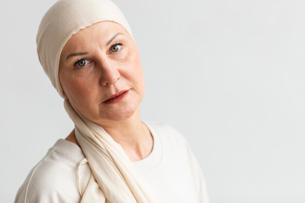 Middle aged woman with skin cancer
