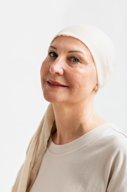 Middle aged woman with skin cancer