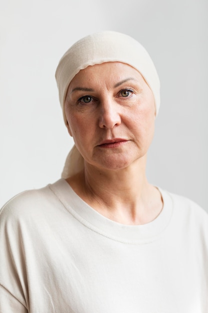 Middle aged woman with skin cancer
