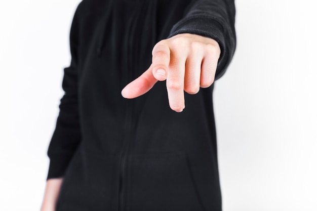 Вид средней точки указательного пальца человека
