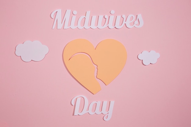 Midwives day celebration on pink background