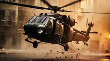 Free photo military  fighting with helicopter