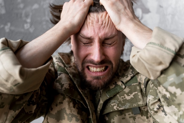 Military man suffering from ptsd