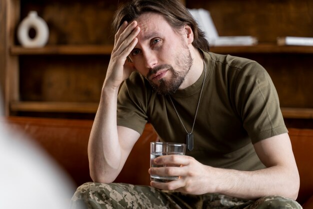 Military man suffering from ptsd