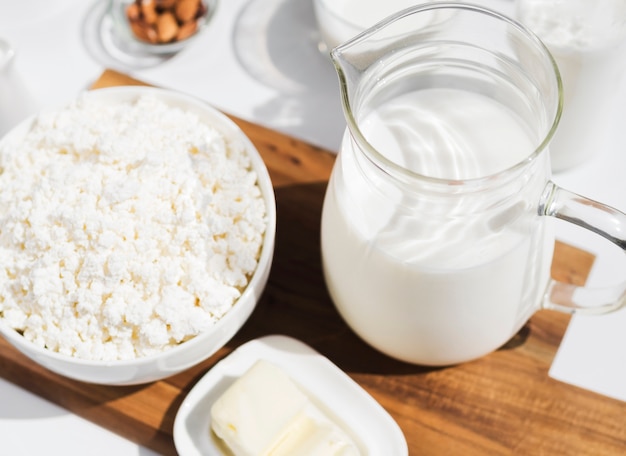 Milk, cottage cheese and dairy products