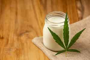 Free photo milk and hemp the concept of cannabis use in the food industry