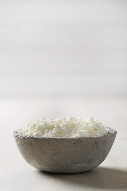 Milk products on wooden table