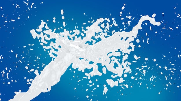Foto gratuita spruzzata di latte su sfondo blu