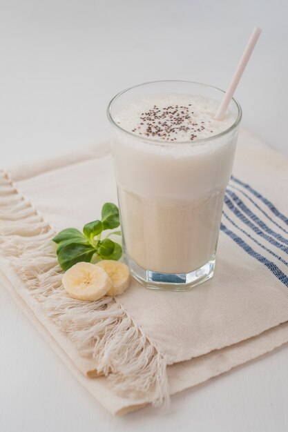 Milkshake served on towel