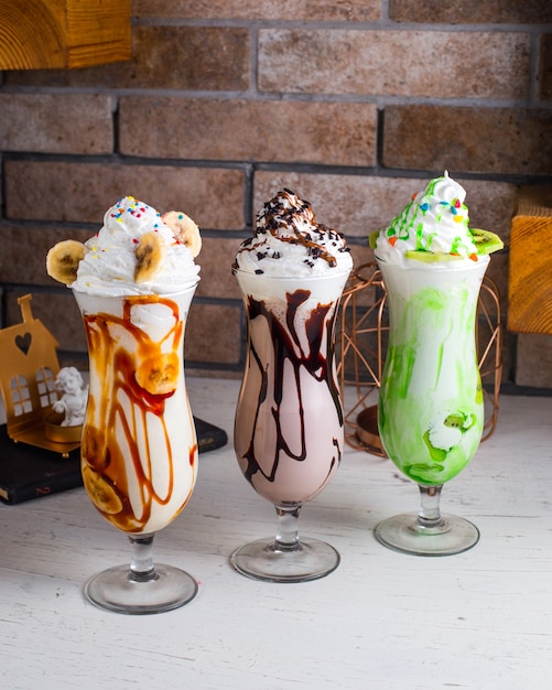 Milkshake set on the table