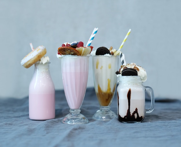 Milkshake with sweets