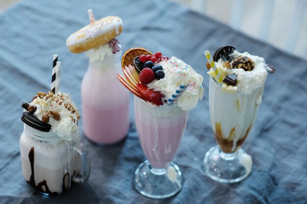 Milkshake with sweets