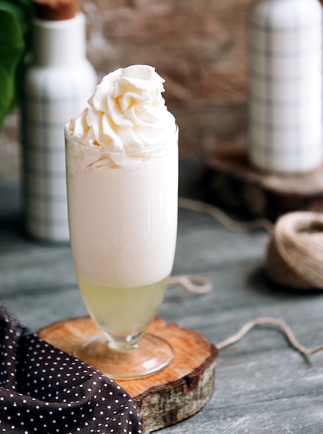 Milkshake with whipped cream on top