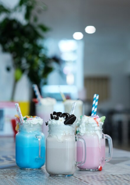 Milkshakes with sweets