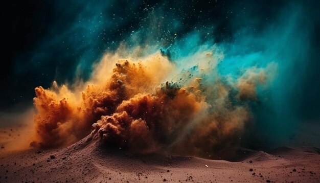 Галактика Млечный Путь освещает волны ночного неба, разбивающиеся о песок, созданный искусственным интеллектом