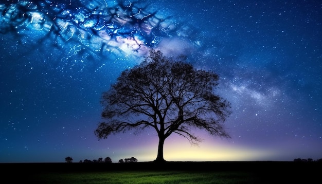 Foto gratuita la via lattea risplende nel cielo notturno stellato, un capolavoro della natura generato dall'ia