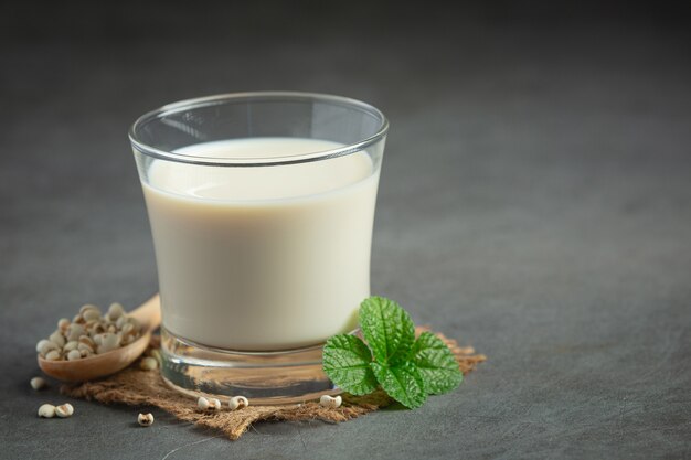 Millet milk in glass ready to serve