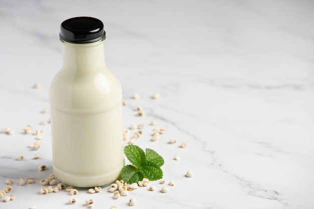 Millet milk in glass ready to serve