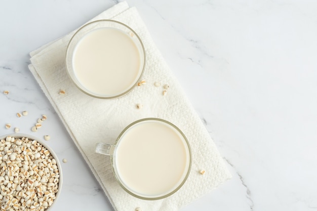 Millet milk in glass ready to serve