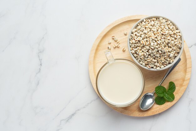 Millet milk in glass ready to serve