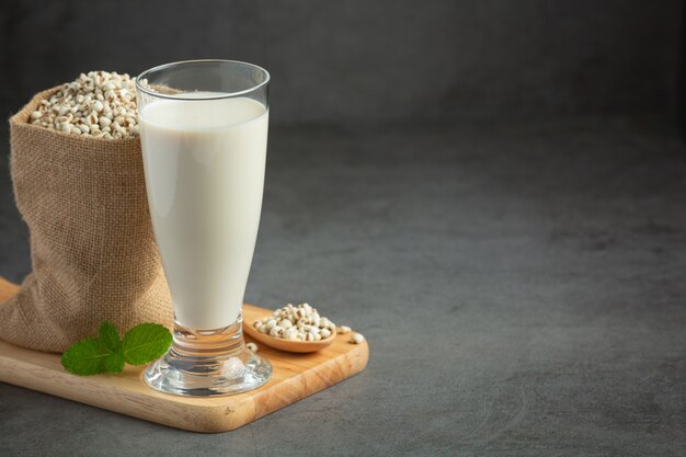 Millet milk in glass ready to serve