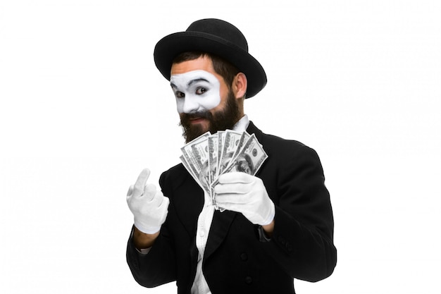 Free photo mime as businessman luring money