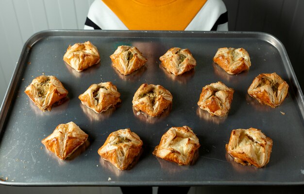 Mini casserole on iron tray